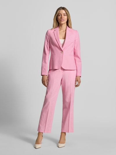 Christian Berg Woman Selection regular fit blazer van linnenmix met paspelzakken Felroze - 1