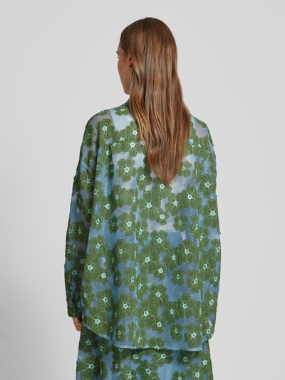 Essentiel Bluzka z półprzezroczystego materiału z kwiatowym wzorem Zielony 5