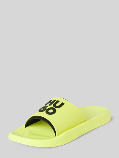 HUGO Slides mit Label-Print Modell 'Nil' Neon Gelb 1