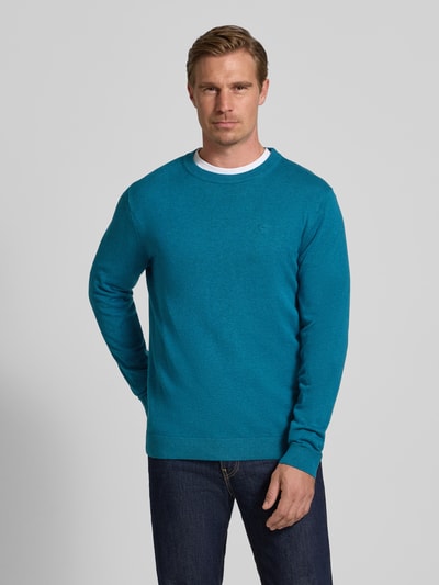Tom Tailor Regular Fit Strickpullover aus reiner Baumwolle Petrol 4