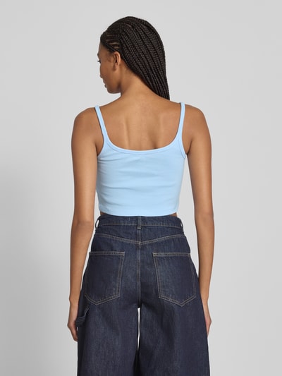 Tommy Jeans Slim Fit Crop Top aus Ripp Hellblau 5