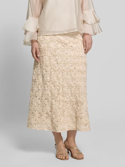 s.Oliver BLACK LABEL Ausgestellter Midi-Rock mit elastischem Bund Beige 4