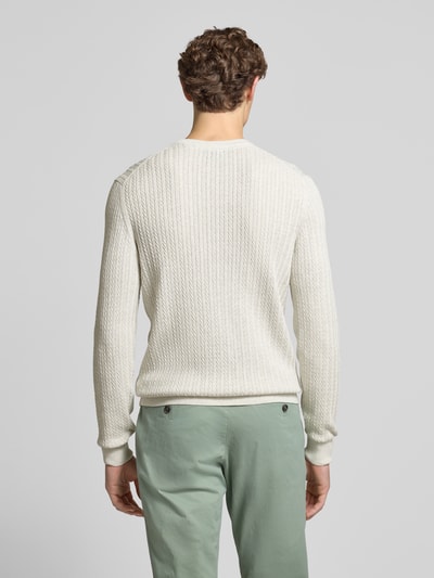 Christian Berg Men Strickpullover mit gerippten Abschlüssen Offwhite 5