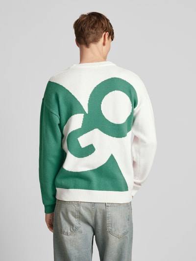 Hugo Blue Gebreide pullover met labelstitching, model 'Souso' Groen - 5