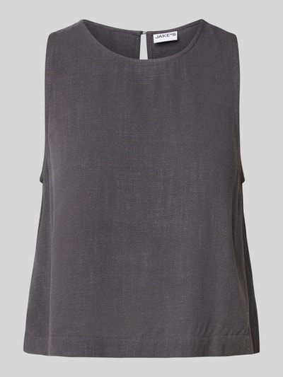 Jake*s Casual Loose Fit Crop Top aus Viskose-Leinen-Mix Dunkelgrau 2