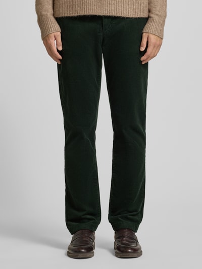 Tommy Hilfiger Spodnie sztruksowe z prostą nogawką z mieszanki bawełny model ‘DENTON’ Ciemnozielony 4