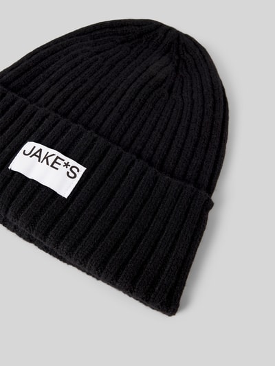 Jake*s Casual Czapka beanie z naszywką z logo Czarny 2