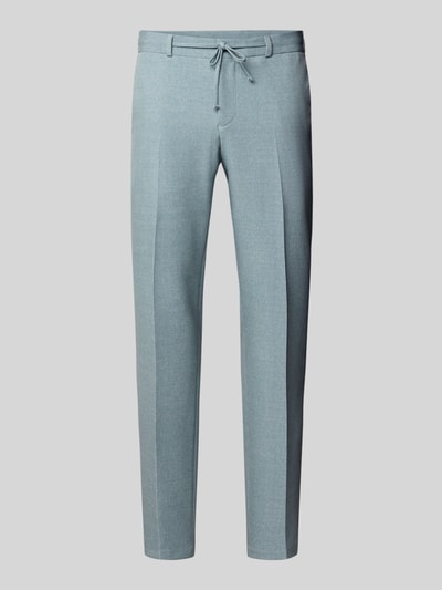Produktfoto, hellblaue Hose mit Bügelfalten und Schnürung, Modell 'SpartaFlex' von Zuitable aus Material-Mix mit Viskose-Anteil, Slim-Fit