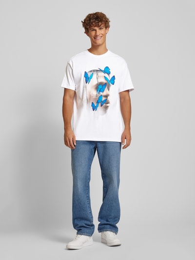 Mister Tee T-shirt met motiefprint, model 'LE PAPILLON' Wit - 1