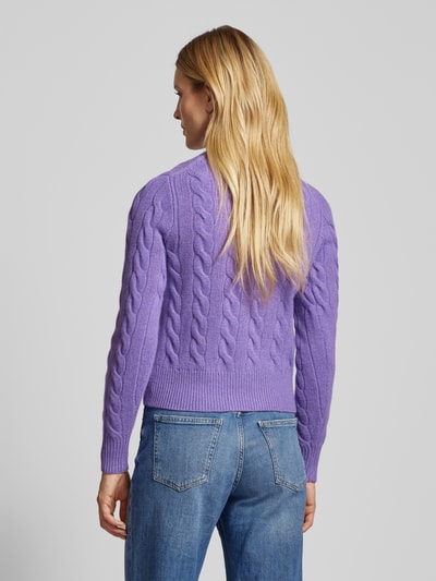 Polo Ralph Lauren Wollcardigan mit Zopfmuster Lila 5