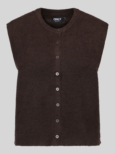 Produktfoto, brauner Regular Fit Pullunder mit einreihiger Knopfleiste Modell 'SIMONI' von ONLY, Damen Pullover von ONLY, glatte Textur