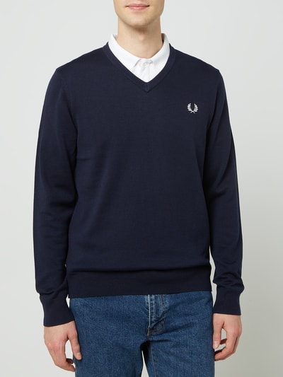 Fred Perry Pullover mit Woll-Anteil Dunkelblau 4
