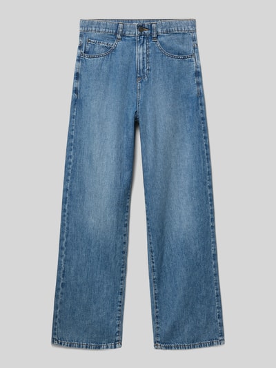 Produktfoto, Loose Fit Jeans aus reiner Baumwolle von s.Oliver RED LABEL, niebieski denim, krój loose fit, twill, 5 kieszeni, pasek, guziki, regulacja w pasie