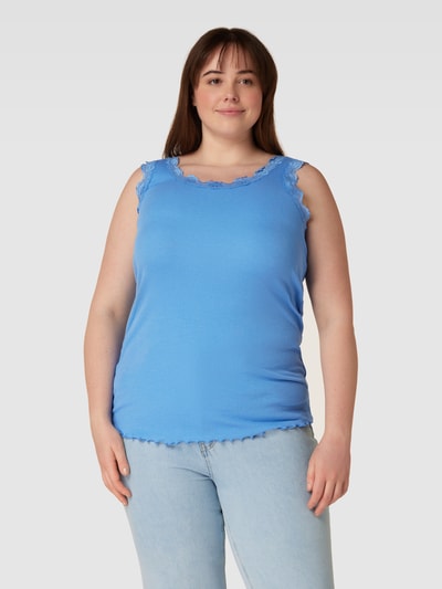 Fransa Plus PLUS SIZE top met kant, model 'Zamond' Koningsblauw - 4