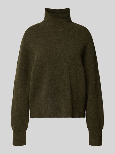 Samsøe Samsøe Strickpullover aus Woll-Mix mit Stehkragen Modell 'NOLA' Oliv Melange 2
