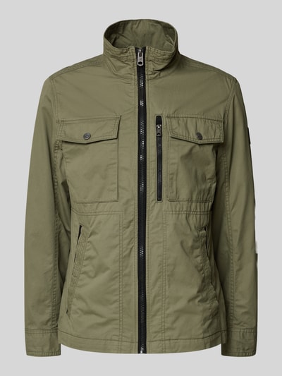 Produktfoto, Regular Fit Jacke aus reiner Baumwolle von Tom Tailor in Two-Tone-Optik, Reißverschluss, Brusttaschen, Innentasche, grün