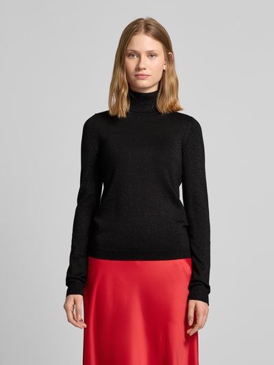 Vero Moda Shaped Fit Rollkragenpullover mit Glitzer-Effekt Modell 'HAPPYSHINE' Black 4