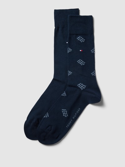 Tommy Hilfiger Socken mit Allover-Logo-Muster im 2er-Pack Dunkelblau 1