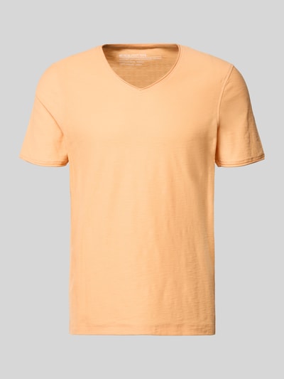 Productfoto, Regular Fit T-Shirt mit V-Ausschnitt van MCNEAL in effen lichtoranje, katoen, rolzoom, heren T-shirt, regular fit, V-hals