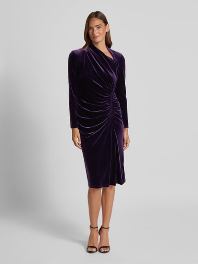 Lauren Ralph Lauren Midikleid aus Samt mit Raffungen Modell 'FELRAD' Violett 4