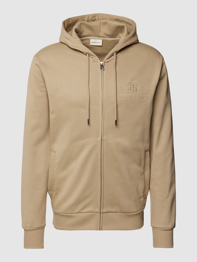 Gant Sweatjacke mit Label-Stitching Beige 2