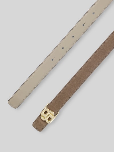 BOSS Riem van echt leer met labeldetail Taupe - 3