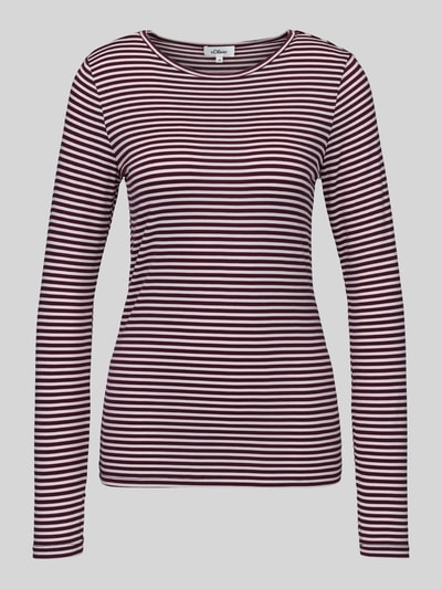 s.Oliver RED LABEL Regular Fit Langarmshirt aus Viskose-Mix Bordeaux Melange 2