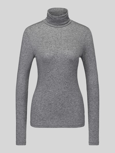 Produktfoto, grijs slim shirt met lange mouwen van lyocellmix, fijngebreide textuur, Slim Fit Langarmshirt aus Lyocell-Mix van Jake*s Casual