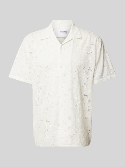 SELECTED HOMME Vrijetijdsoverhemd met broderie anglaise, model 'JAX' Wit - 2