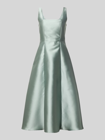 Produktfoto, Cocktailkleid mit Karree-Ausschnitt von Swing, taillierte Passform, Midikleid, satinierte Textur, Reißverschluss Rückseite, mintfarben, Rückenlänge 125 cm, Brustweite 34 cm, Größe 36