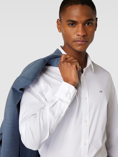 CK Calvin Klein Slim fit zakelijk overhemd met kentkraag, model 'POPLIN' Wit - 3