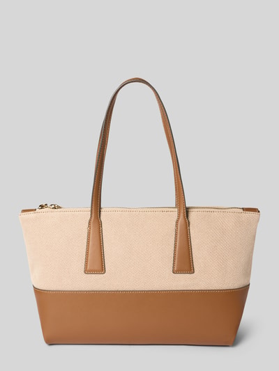 Produktfoto, Shopper mit Label-Detail Modell 'OLIVIA' von FURLA in Beige und Braun, Hauptfach mit Reißverschluss, Tragehenkel, Maße 44x24x13 cm, Länge Schulterriemen 58 cm.