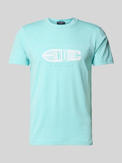Zeybra T-shirt z nadrukiem z logo Turkusowy 2