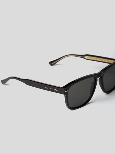 Gucci Unisex Sonnenbrille mit Label-Details Schwarz 3