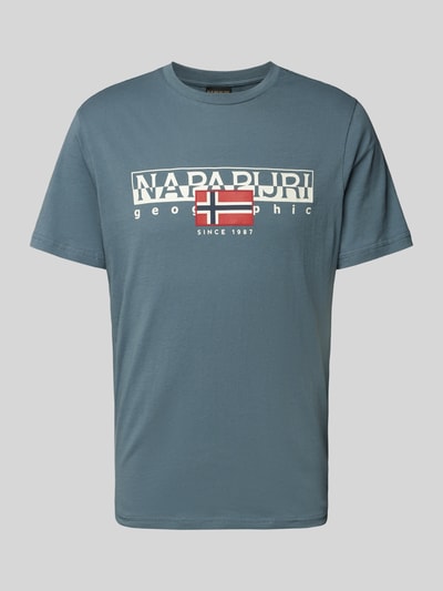 Napapijri T-Shirt mit Label-Print Modell 'AYLMER' Eisblau 2