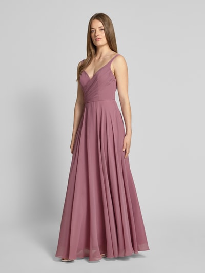 Laona Abendkleid mit Raffungen und V-Ausschnitt Altrosa 1