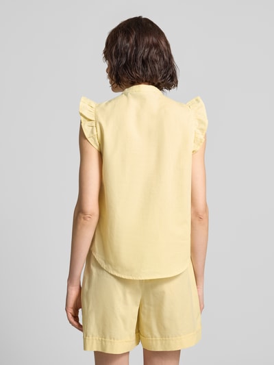 VERO MODA Bluzka o kroju regular fit z mieszanki bawełny i lnu model 'SELMA' Żółty 5