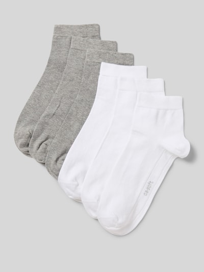 Produktfoto, Socken mit Label-Print im 7er-Pack von camano in Grau und Weiß aus Baumwoll-Mix mit Stretch-Anteil, körpernaher Schnitt, gerippter Abschluss, Label-Print, 7er-Pack