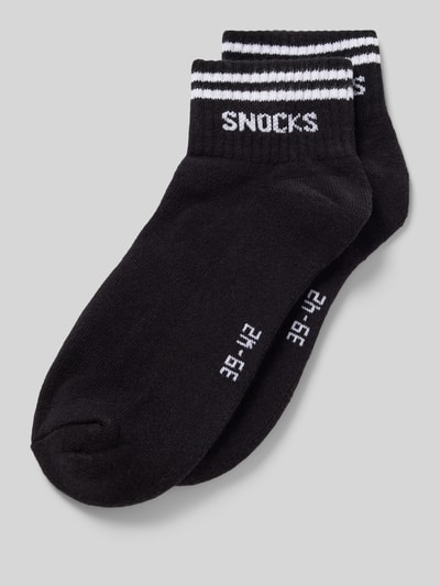 Snocks Socken mit Label-Stitching Modell 'Retro' Black 1