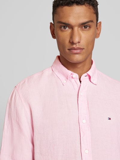 Tommy Hilfiger Regular Fit Freizeithemd aus Leinen Modell 'PIGMENT' Pink 3