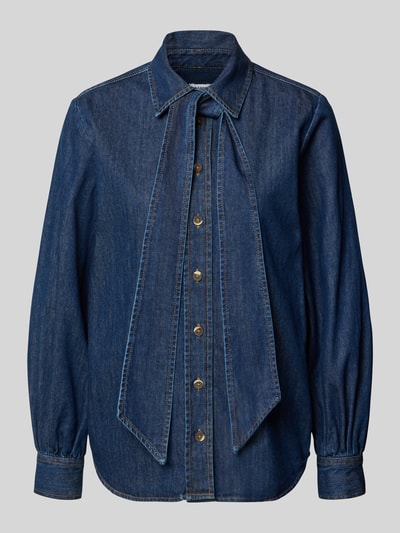 Emily Van den Bergh Regular Fit Hemdbluse aus reiner Baumwolle in Denim-Optik Jeansblau 1