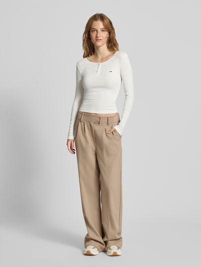Tommy Jeans Longsleeve Henley-Shirt mit Rippstruktur Offwhite 1