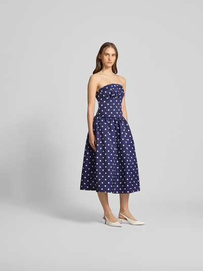 Self-Portrait Knielanges Kleid im Off-Shoulder-Design Marine 1