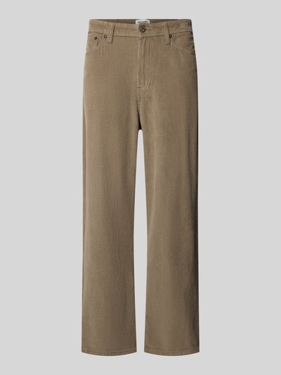 Produktfoto, Straight Leg Cordhose aus reiner Baumwolle Modell 'ALEX' von JACK & JONES, 5-Pockets, beige, gerippte Textur, Vorderansicht, Herren Hose