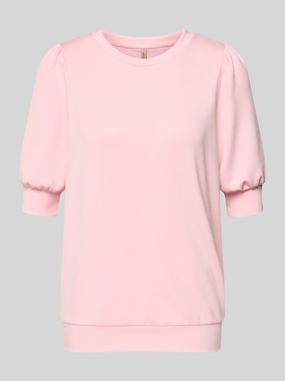 Produktfoto, Sweatshirt mit 1/2-Arm Modell 'BANU' von Soyaconcept in zartem Rosa, Rundhalsausschnitt, Puffärmel, glatte Textur