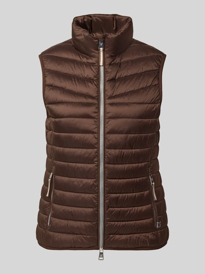 Produktfoto, bodywarmer in stiksels van FUCHS SCHMITT, getailleerd, opstaande kraag, tweewegritssluiting, Ruglengte maat 36: 55 cm, Schouderbreedte: 39 cm, Borstwijdte: 48 cm, dames