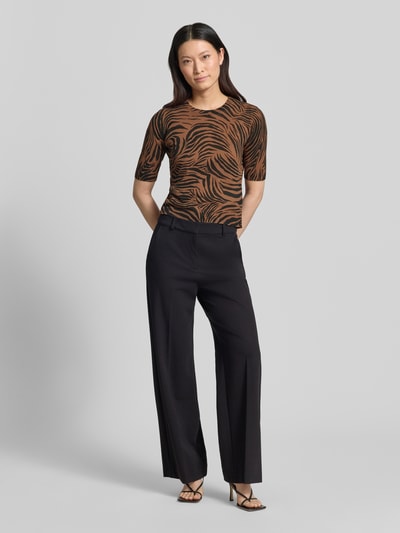 Max Mara Studio Regular Fit Strick-Shirt aus Baumwoll-Mix Modell 'AGO' Mittelbraun 1