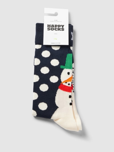 Happy Socks Socken mit Motiv-Print Modell 'Jumbo Snowman' Dunkelblau 3