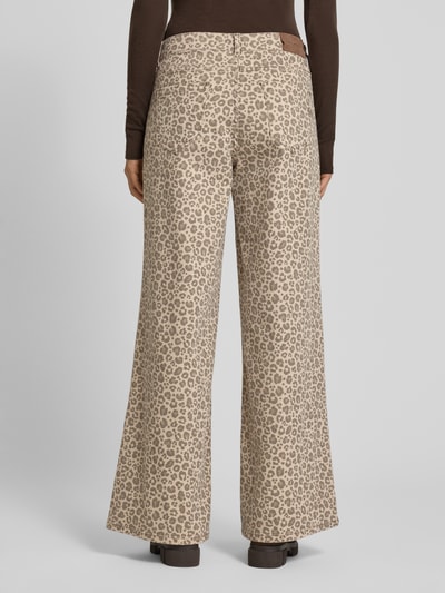 Milano Italy Jeansy rozkloszowane ze zwierzęcym wzorem Beżowy 5