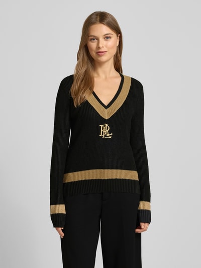 Lauren Ralph Lauren Strickpullover mit Label-Stitching Modell 'MEREN' Gold Melange 4